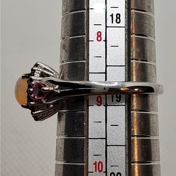 Sterling Silver .95 Opal Opalescent Garnet ring 9 vintage style - Picture 10 of 12